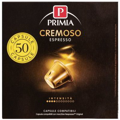 Espresso Cremoso Primia g 250, Capsule Compatibili Con Macchine Nespresso®,  50 Capsule