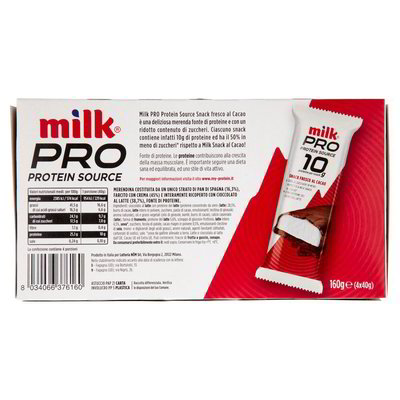 Snack Fresco Al Cacao Milk Pro Protein Source g 160, 4 Pezzi